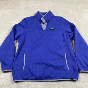 L.L Bean Sweatshirt Womens XL Blue Button Sweater Fleece Pullover Outdoor